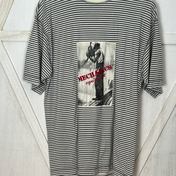 Striped Gray and White Men's Shirt - Picture 2 of 4